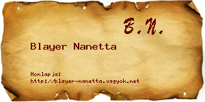 Blayer Nanetta névjegykártya